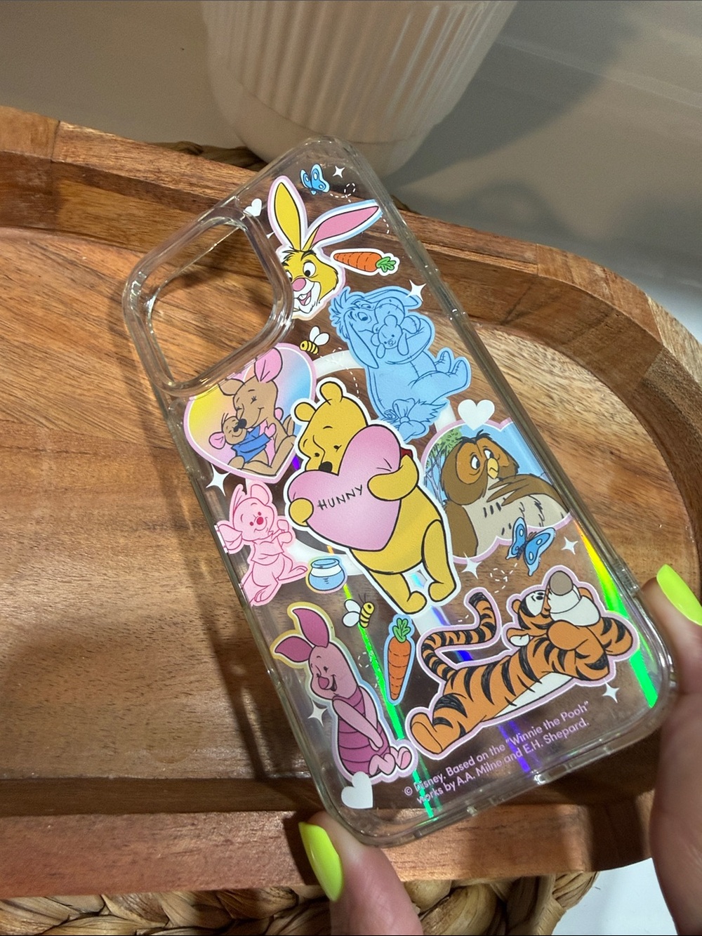 New iPhone 16 pro max Winnie the Pooh Holographic Sticker Phone Case - Picture 2 of 4